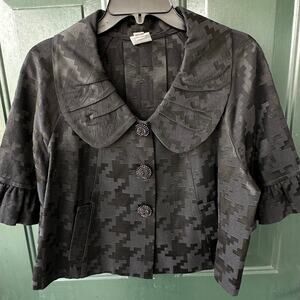 Ivy Jane Black Jacquard Cropped Jacket M Corpgoth Whimsigoth Tech Dark Academia